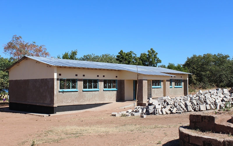 The newly constructed 1x2 classroom block at Hamatuba Primary School